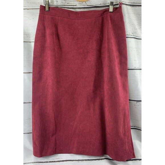 Gino Rossi Wilsons Ultra Suede Women's 16 2Pc Set Red Blazer & Skirt Suit ILGWU - Picture 5 of 16